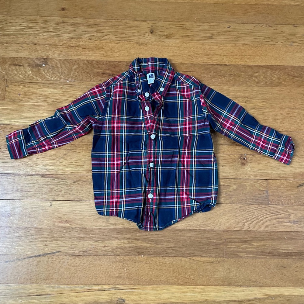 Janie and Jack Red and Blue Plaid Button Down Shirt